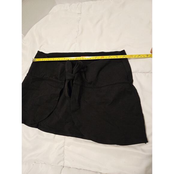 SPANX Wrap & Go Black Skirt Sz S M Black Tie Swim Coverup Jersey Mesh Preppy - Picture 3 of 6